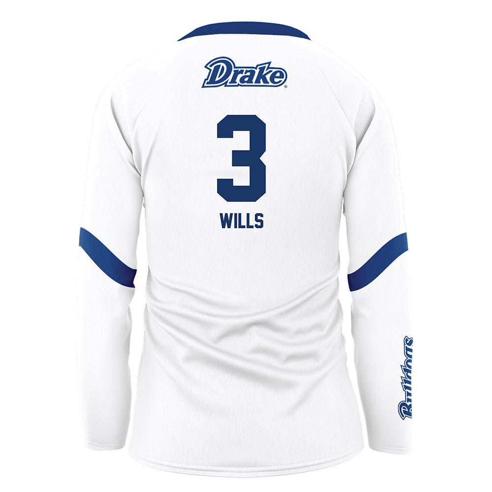 Drake - NCAA Women's Volleyball : Jada Wills - White Volleyball Jersey