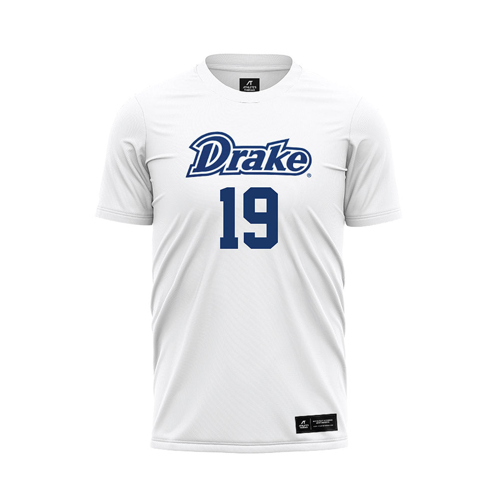 Drake - NCAA Women's Soccer : Zoey Mahoney - White Soccer Jersey-0