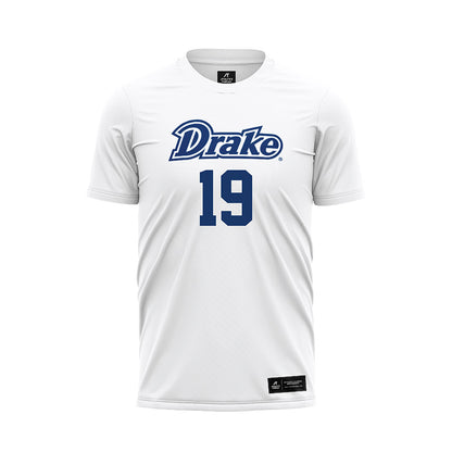 Drake - NCAA Women's Soccer : Zoey Mahoney - White Soccer Jersey-0