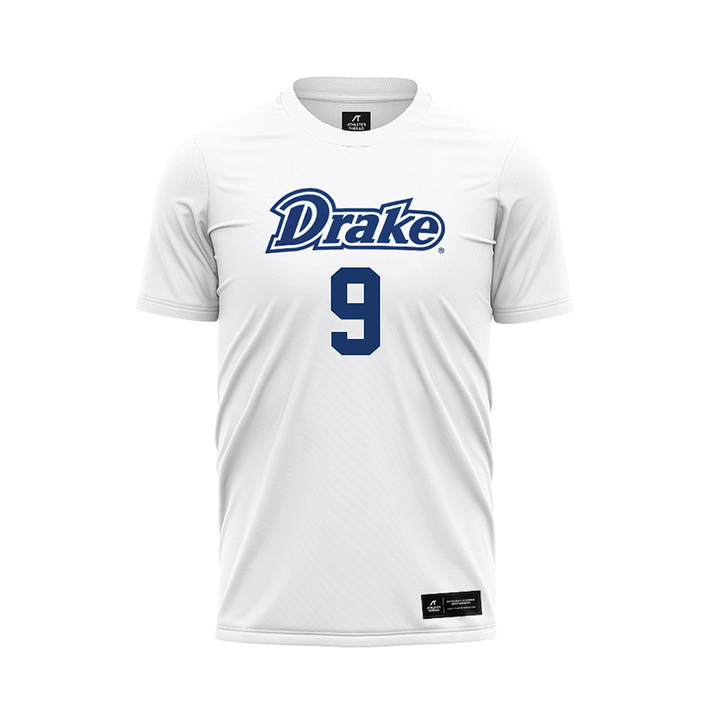 Drake - NCAA Women's Soccer : Maia Bentley - White Soccer Jersey-0