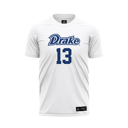 Drake - NCAA Women's Soccer : Lauren Kullberg - White Soccer Jersey-0