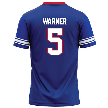 SMU - NCAA Football : DJ Warner - Blue Football Jersey-1