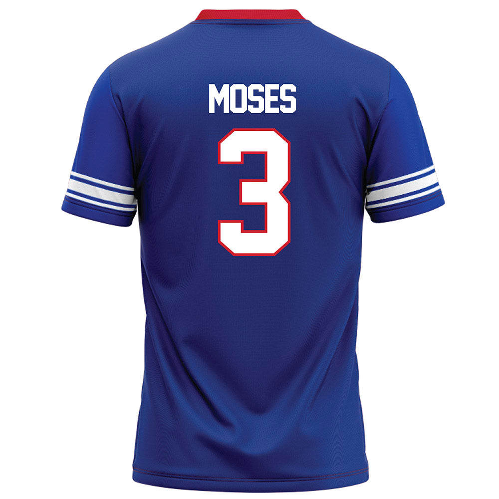 SMU - NCAA Football : Ahmaad Moses - Blue Football Jersey-1