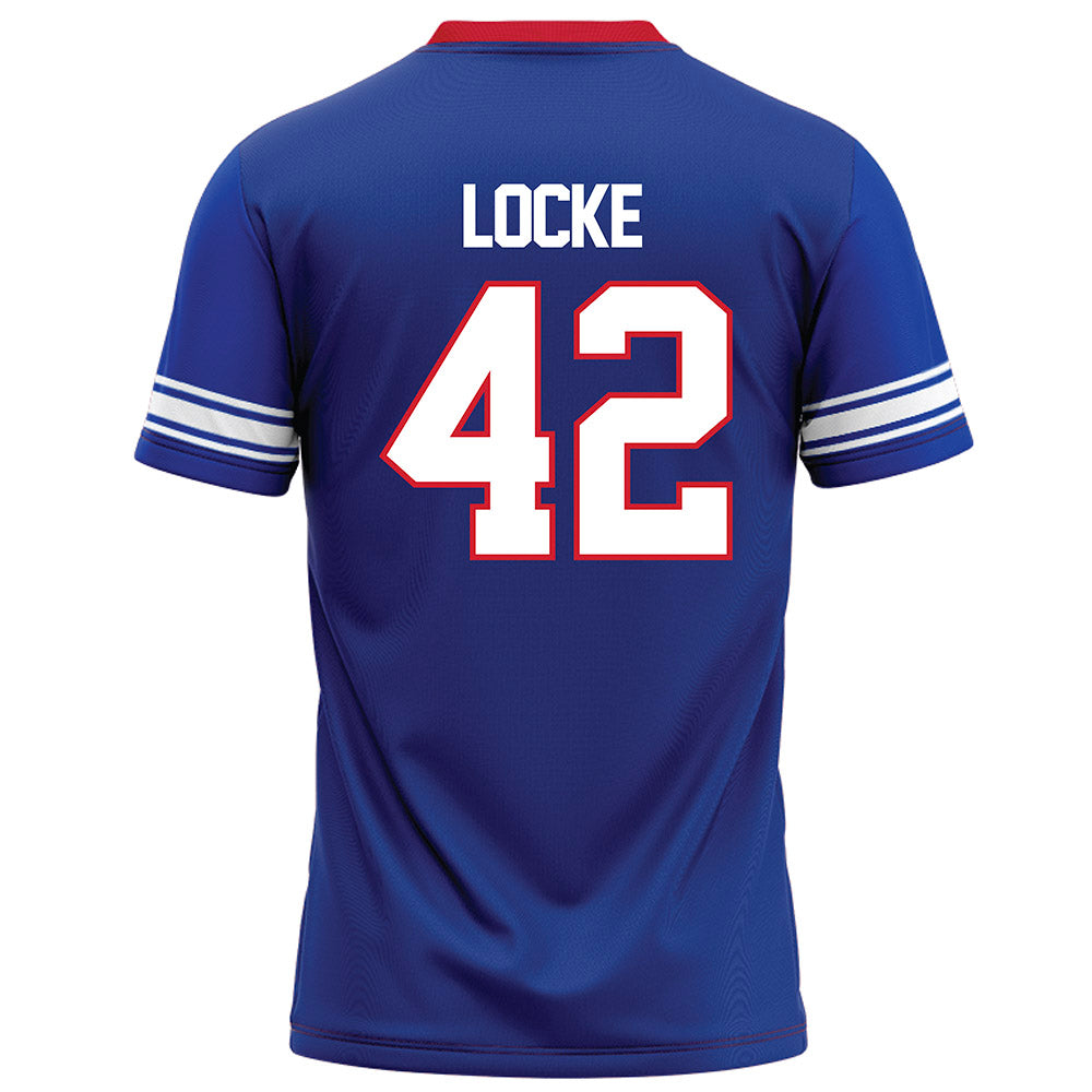 SMU - NCAA Football : Will Locke - Blue Football Jersey-1