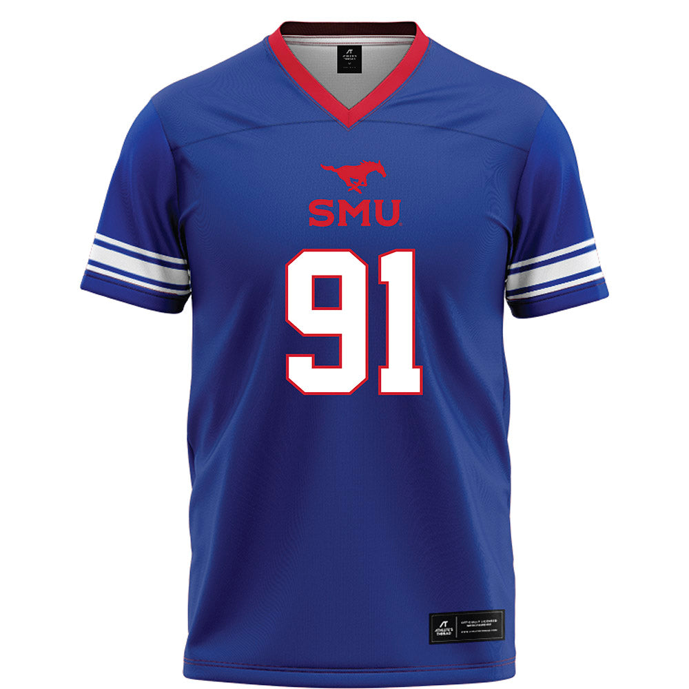 SMU - NCAA Football : Blake Burris - Blue Football Jersey-0
