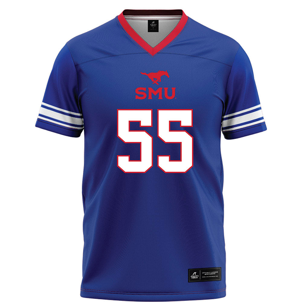 SMU - NCAA Football : Woo Spencer - Blue Football Jersey-0