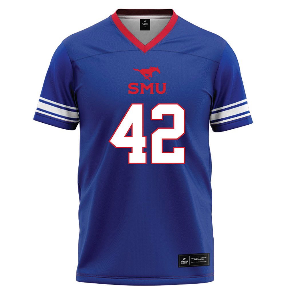 SMU - NCAA Football : Will Locke - Blue Football Jersey-0