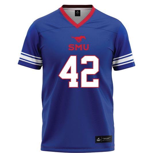 SMU - NCAA Football : Will Locke - Blue Football Jersey-0