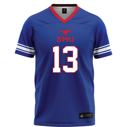 SMU - NCAA Football : Jaelyn Davis-Robinson - Blue Football Jersey-0