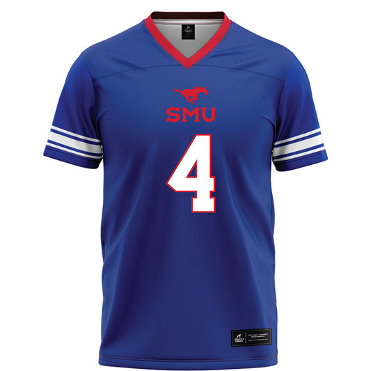 SMU - NCAA Football : Link Rhodes - Blue Football Jersey-0