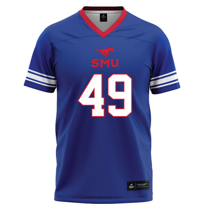 SMU - NCAA Football : nolan Akins - Blue Football Jersey-0