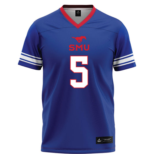 SMU - NCAA Football : DJ Warner - Blue Football Jersey-0