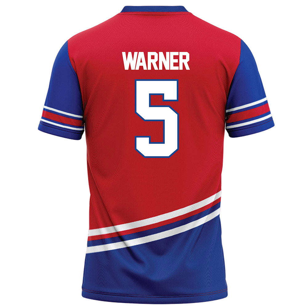 SMU - NCAA Football : DJ Warner - Red Football Jersey-1