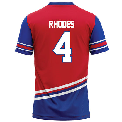 SMU - NCAA Football : Link Rhodes - Red Football Jersey-1