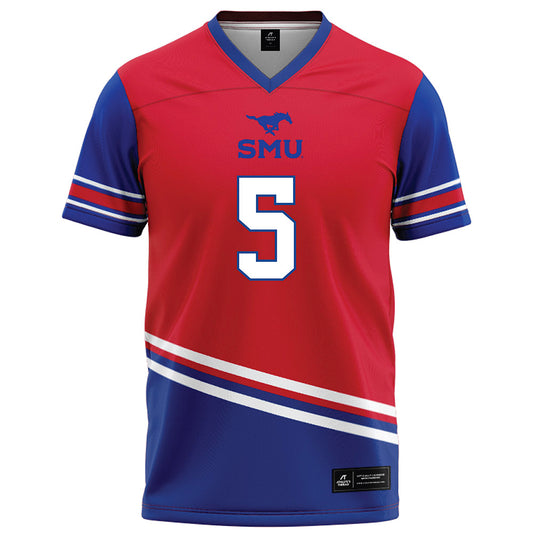 SMU - NCAA Football : DJ Warner - Red Football Jersey-0