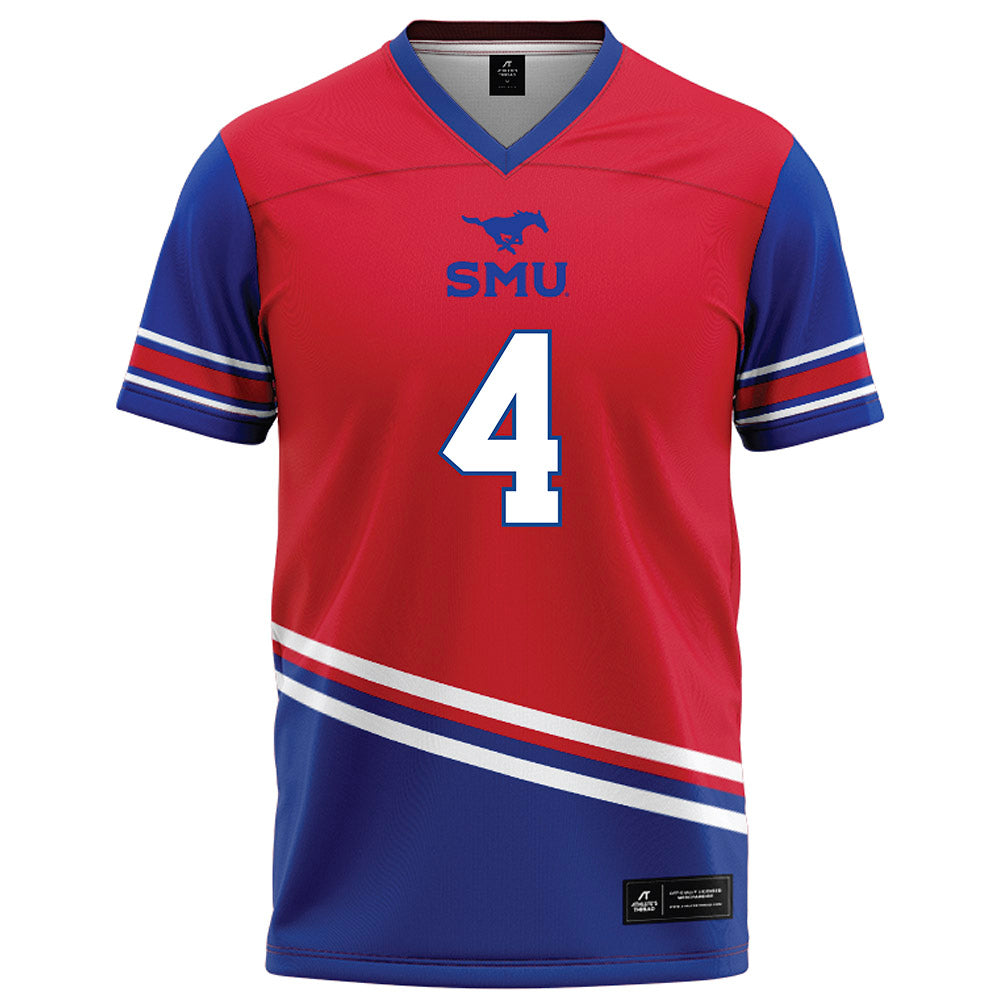 SMU - NCAA Football : Link Rhodes - Red Football Jersey-0