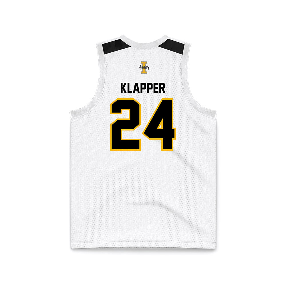 Idaho - NCAA Men's Basketball : Miles Klapper - White Basketball Jersey-1