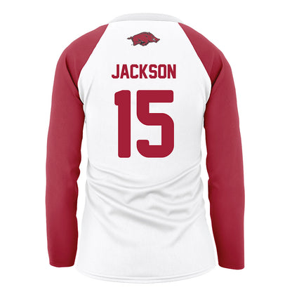 Arkansas - NCAA Women's Volleyball : Courtney Jackson - White Volleyball Jersey