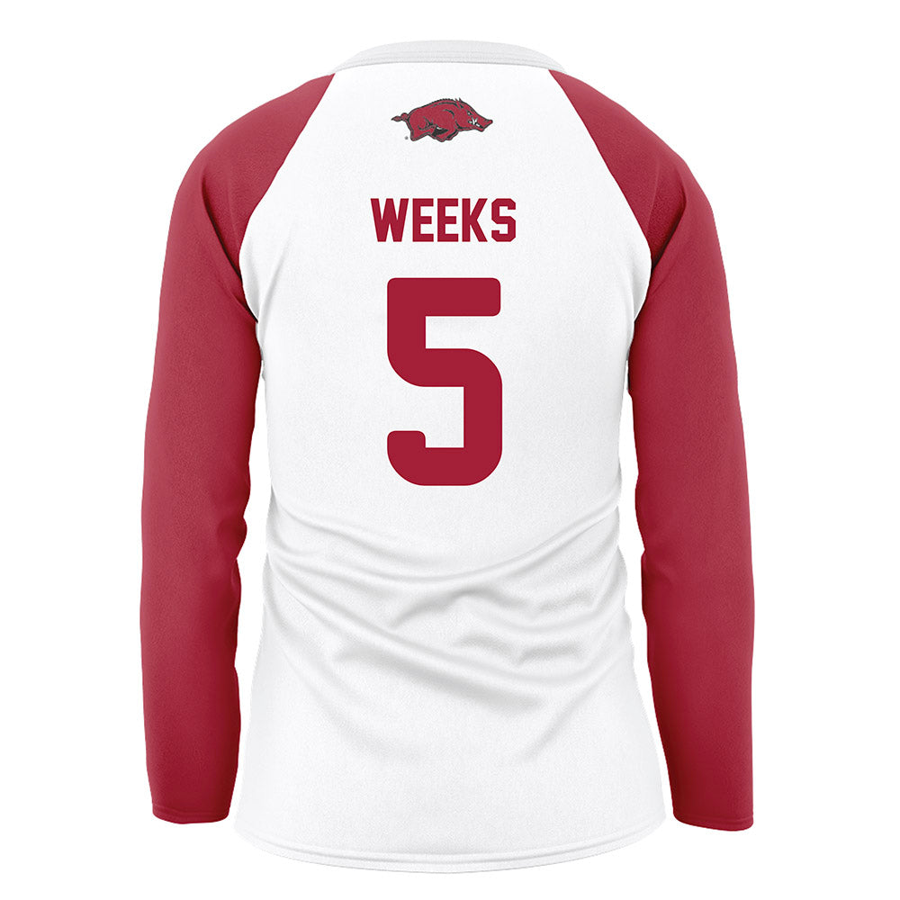 Arkansas - NCAA Women's Volleyball : Kylie Weeks - White Volleyball Jersey