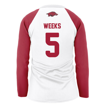 Arkansas - NCAA Women's Volleyball : Kylie Weeks - White Volleyball Jersey