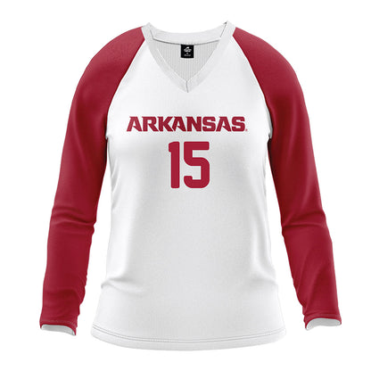 Arkansas - NCAA Women's Volleyball : Gaby Cornier - White Volleyball Jersey-0