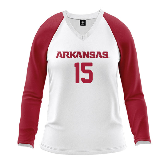 Arkansas - NCAA Women's Volleyball : Gaby Cornier - White Volleyball Jersey-0