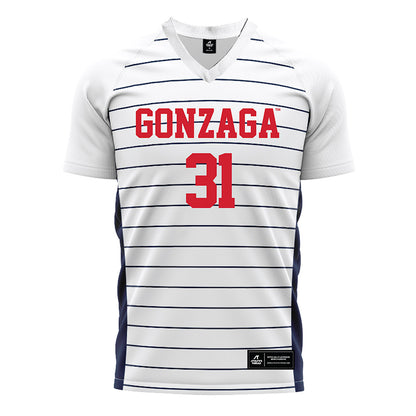 Gonzaga - NCAA Men's Soccer : Caden Thompson - White Soccer Jersey-0