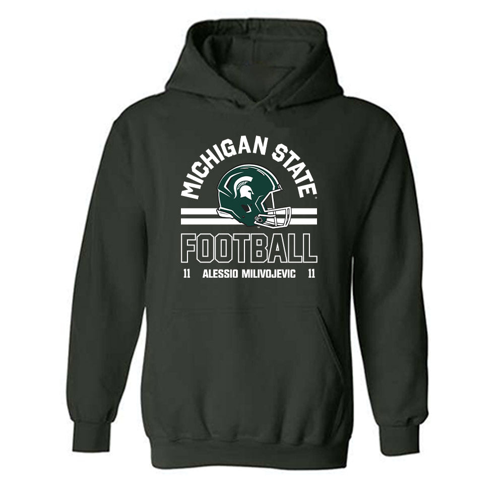 Michigan State - NCAA Football : Alessio Milivojevic - Classic Fashion Shersey Hooded Sweatshirt-0