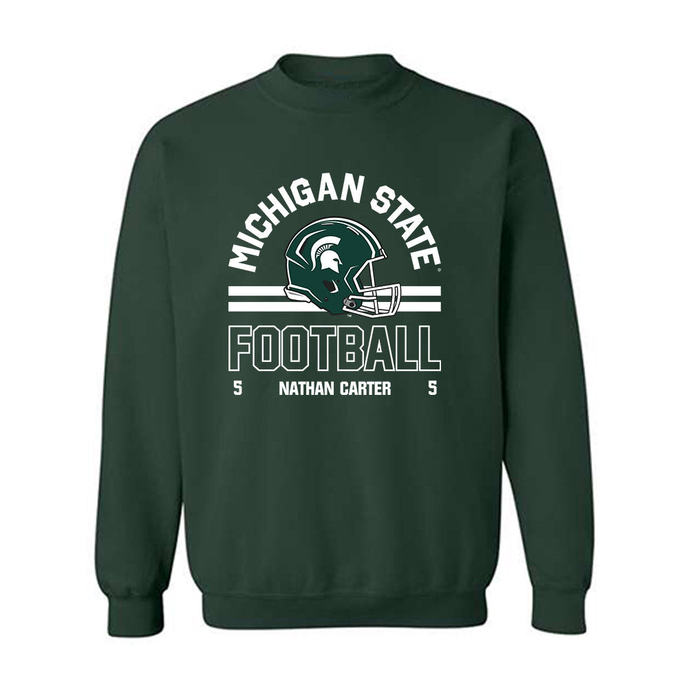 Michigan State - NCAA Football : Nathan Carter - Classic Fashion Shersey Crewneck Sweatshirt