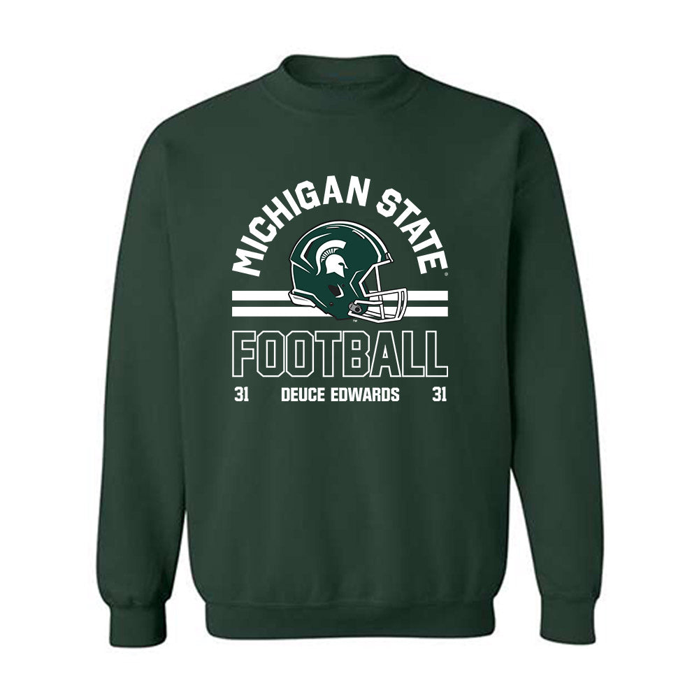 Michigan State - NCAA Football : Deuce Edwards - Classic Fashion Shersey Crewneck Sweatshirt-0