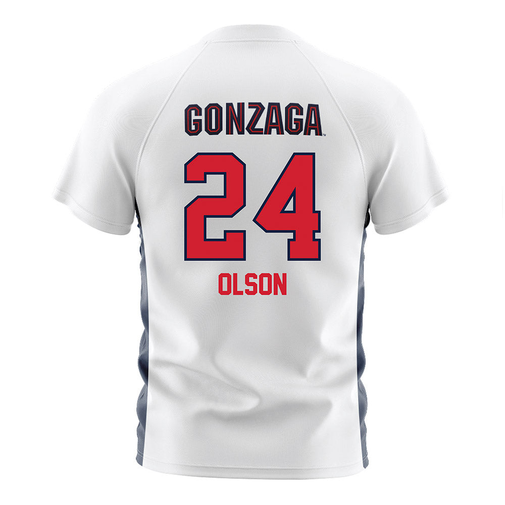 Gonzaga - NCAA Men's Soccer : Morgan Olson - White Soccer Jersey-1