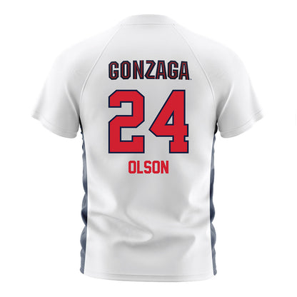Gonzaga - NCAA Men's Soccer : Morgan Olson - White Soccer Jersey-1