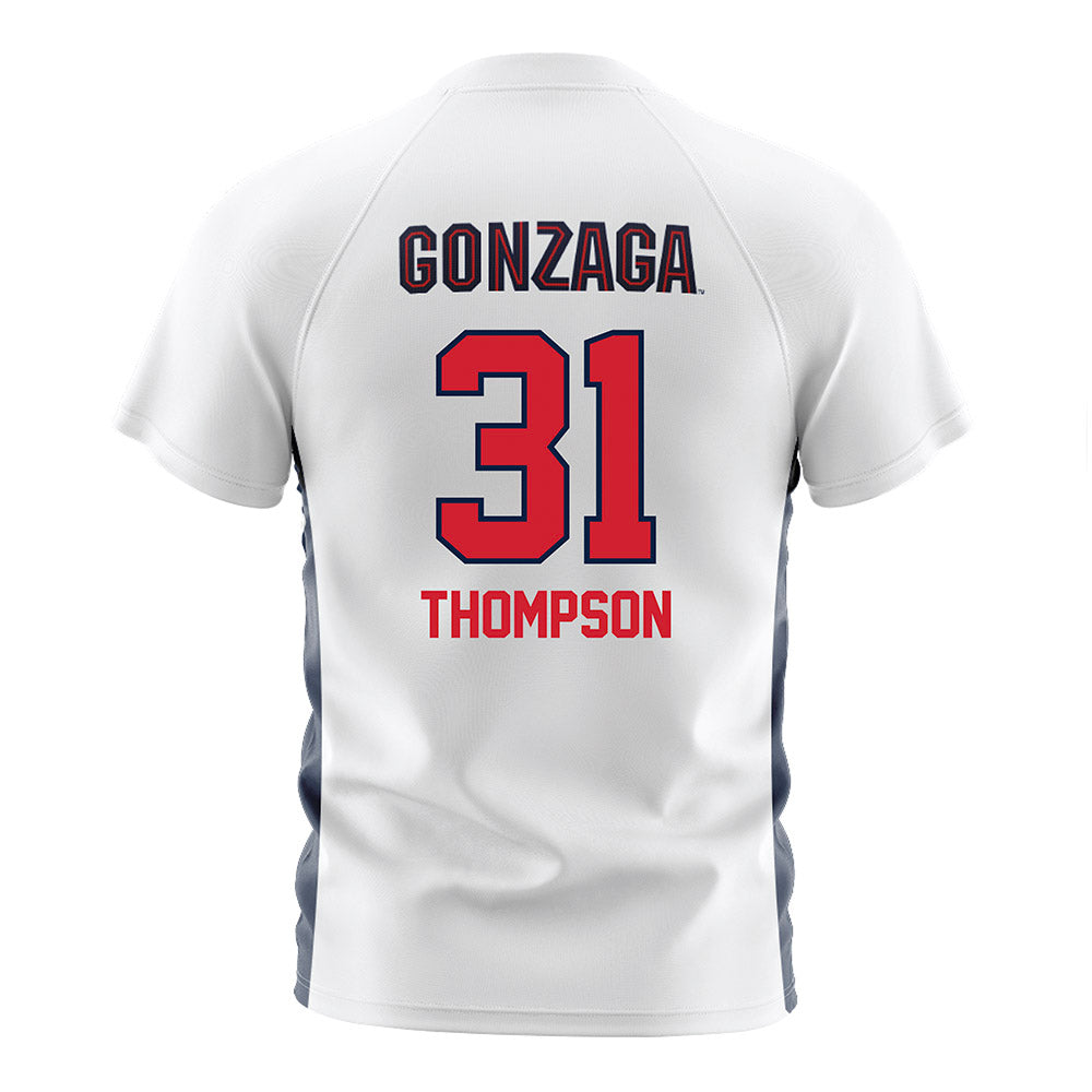 Gonzaga - NCAA Men's Soccer : Caden Thompson - White Soccer Jersey-1