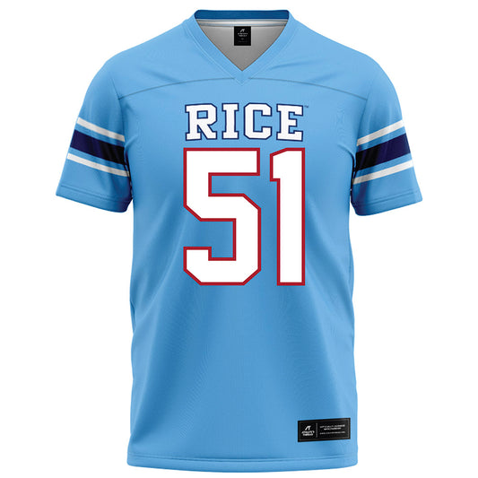 Rice - NCAA Football : Ethan Brougham - Light Blue Football Jersey