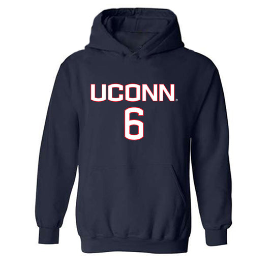 UConn - NCAA Men's Soccer : Khaya Roudette Gregory - Replica Shersey Hooded Sweatshirt-0