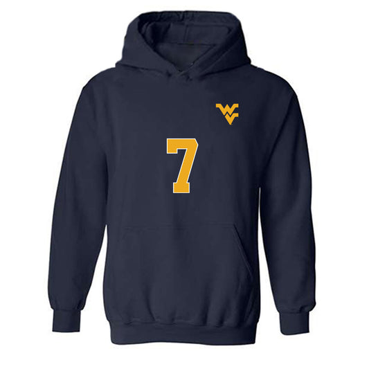 West Virginia - NCAA Men's Soccer : Marcus Caldeira - Replica Shersey Hooded Sweatshirt-0