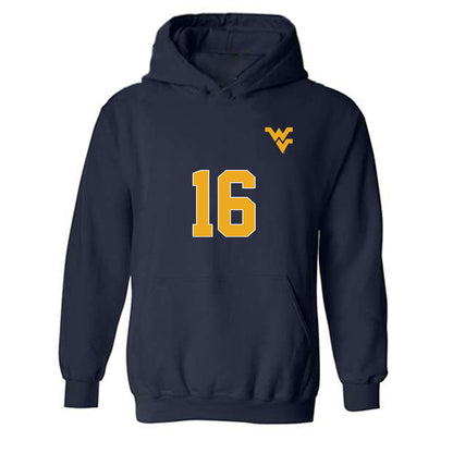 West Virginia - NCAA Men's Soccer : Tyler Bush - Replica Shersey Hooded Sweatshirt-0