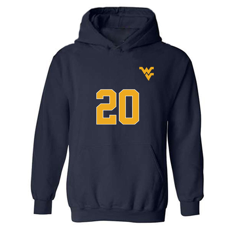 West Virginia - NCAA Men's Soccer : Thomas Bowe - Replica Shersey Hooded Sweatshirt-0