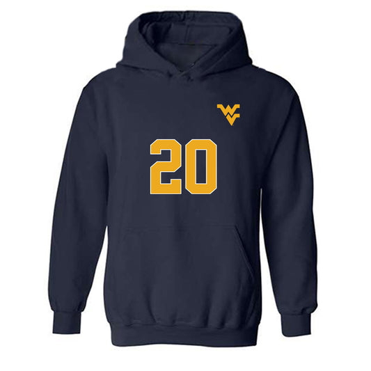 West Virginia - NCAA Men's Soccer : Thomas Bowe - Replica Shersey Hooded Sweatshirt-0