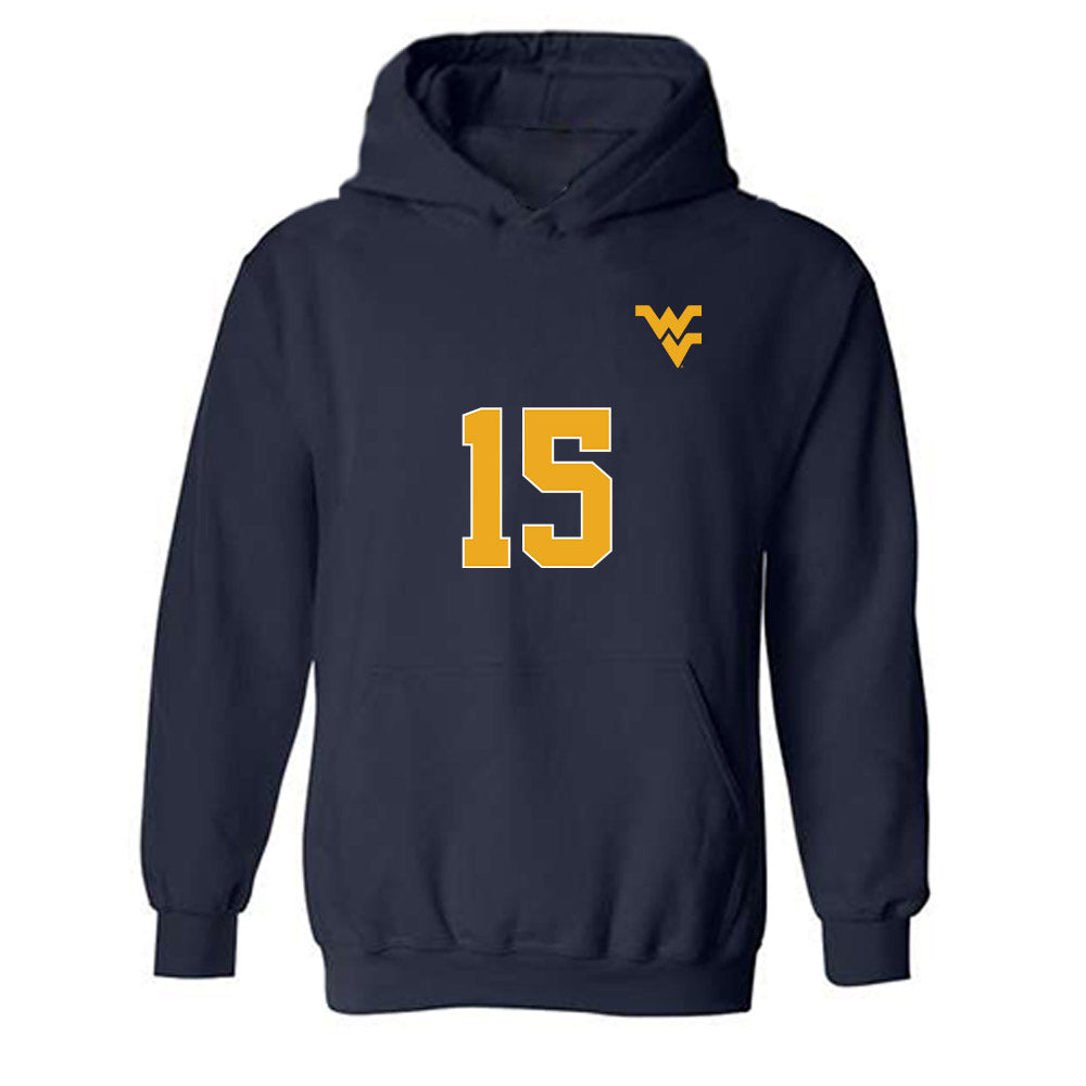 West Virginia - NCAA Men's Soccer : Brayden Macomber - Replica Shersey Hooded Sweatshirt-0