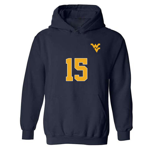 West Virginia - NCAA Men's Soccer : Brayden Macomber - Replica Shersey Hooded Sweatshirt-0
