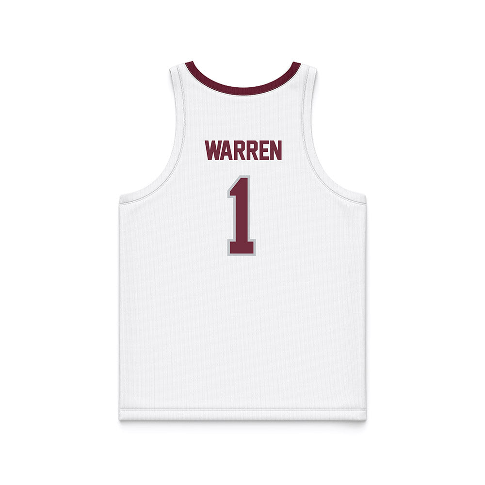 Mississippi State - NCAA Men's Basketball : Dellquan Warren - White Basketball Jersey-1
