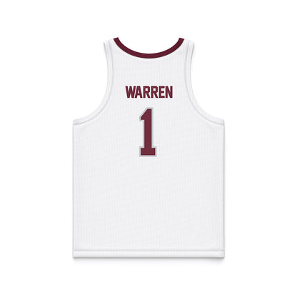 Mississippi State - NCAA Men's Basketball : Dellquan Warren - White Basketball Jersey-1