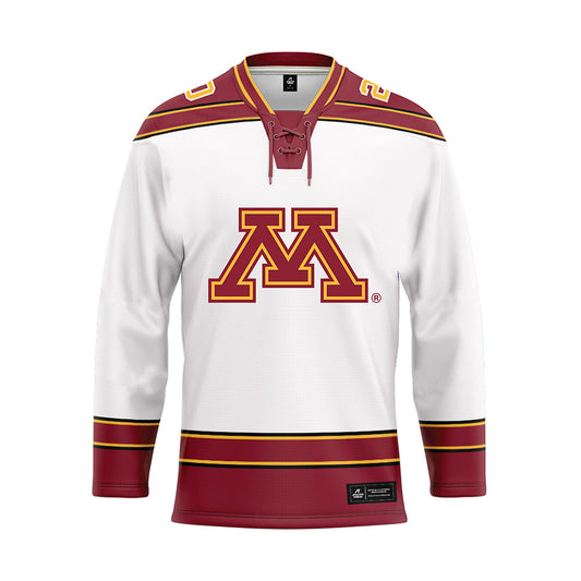 Minnesota - NCAA Men's Ice Hockey : Luke Mittelstadt - White Hockey Jersey-0