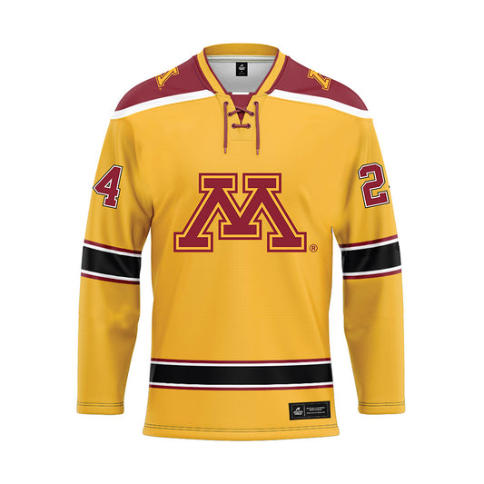 Minnesota - NCAA Men's Ice Hockey : Finn McLaughlin - Gold Hockey Jersey-0