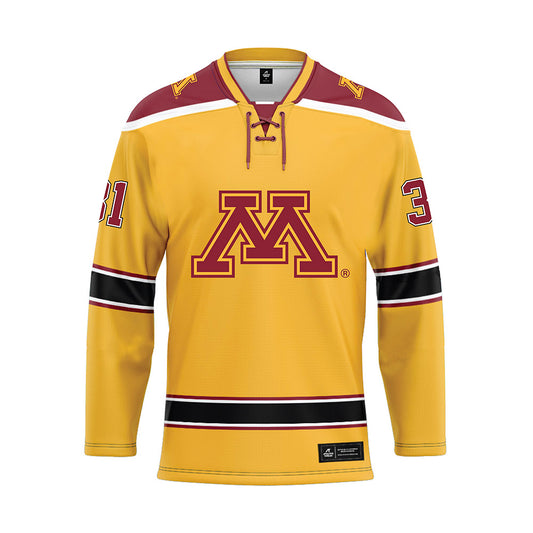 Minnesota - NCAA Men's Ice Hockey : Luca Di Pasquo - Gold Hockey Jersey-0