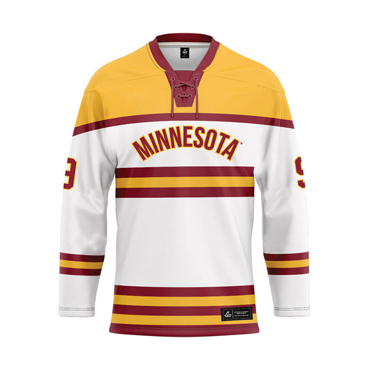 Minnesota - NCAA Men's Ice Hockey : August Falloon - White Hockey Jersey-0