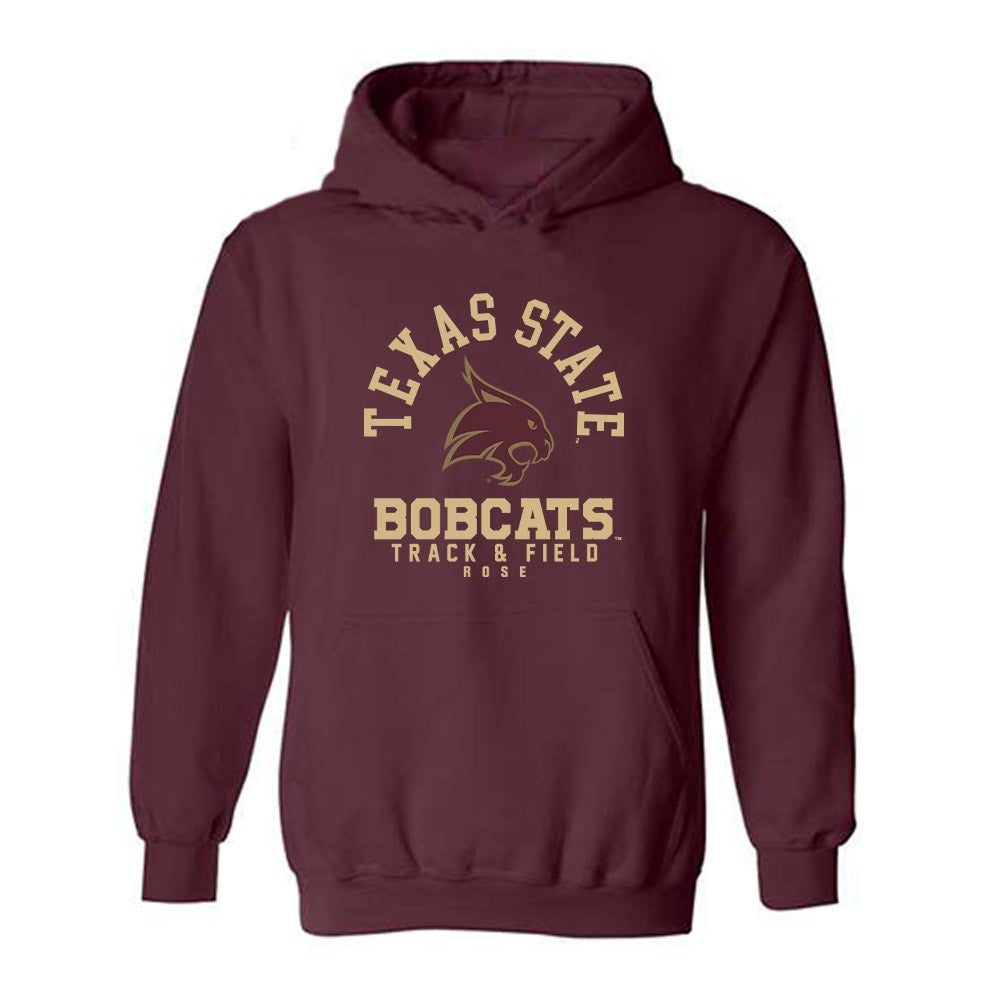 Texas State - NCAA Women's Track & Field : Destiney Rose - Classic Fashion Shersey Hooded Sweatshirt-0