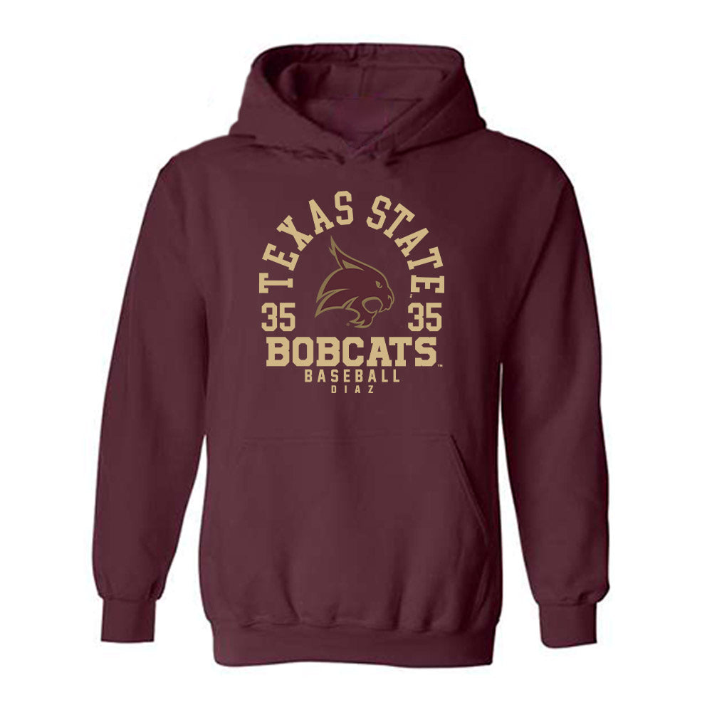 Texas State - NCAA Baseball : Colby Diaz - Classic Fashion Shersey Hooded Sweatshirt-0