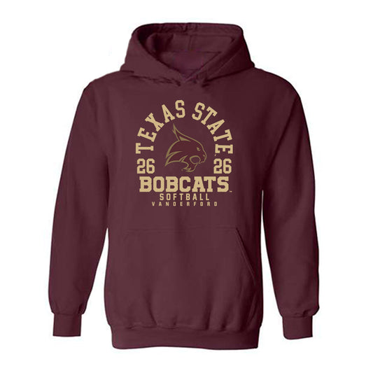 Texas State - NCAA Softball : Sara Vanderford - Classic Fashion Shersey Hooded Sweatshirt-0